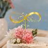 GiftGlee Personalized Wedding Cake Toppers Your Own Anniversary Infinity Symbol With Couple Name Cake Topper, Gold Cake Topper, Personalized Wedding Infinity Symbol With Date cake toppers, Style 5 view 4