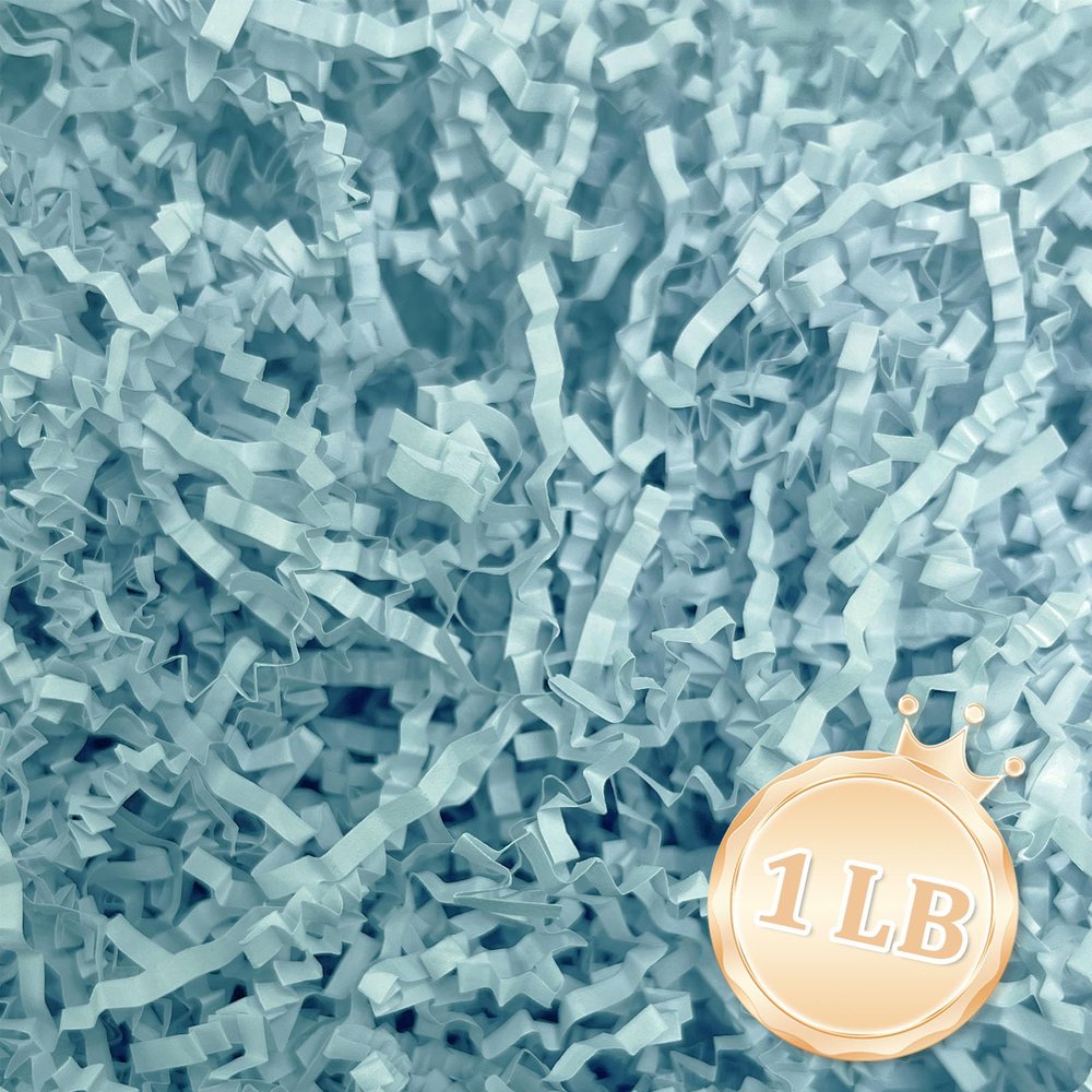 1 LB Fresh Blue Crinkle Cut Paper Shred Filler Great for Gift Wrapping, Fresh Blue Basket Fillers, Birthday, Gift Wrapping, Anniversary, Halloween Thanksgiving Christmas Party Decor Filling Supplies