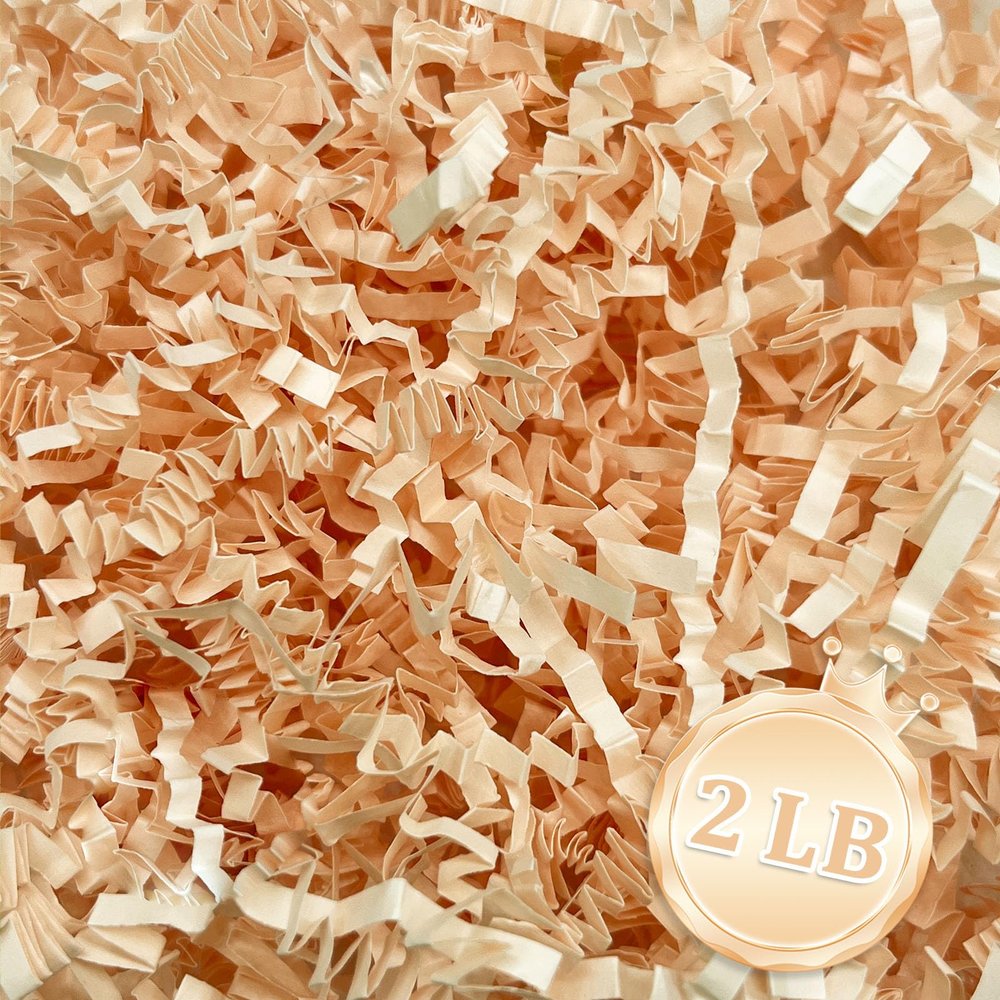 2 LB Champagne Crinkle Cut Paper Shred Filler Great for Gift Wrapping, Champagne Basket Fillers, Birthday, Gift Wrapping, Anniversary, Halloween Thanksgiving Christmas Party Decor Filling Supplies