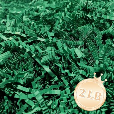 2 LB Dark Green Crinkle Cut Paper Shred Filler Great for Gift Wrapping, Dark Green Basket Fillers, Birthday, Gift Wrapping, Anniversary, Halloween Thanksgiving Christmas Party Decor Filling Supplies