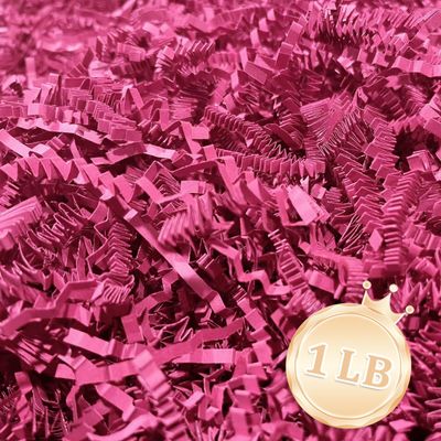 1 LB Fuschia Crinkle Cut Paper Shred Filler Great for Gift Wrapping, Fuschia Basket Fillers, Birthday, Gift Wrapping, Anniversary, Halloween Valentine's Day Christmas Party Decor Filling Supplies