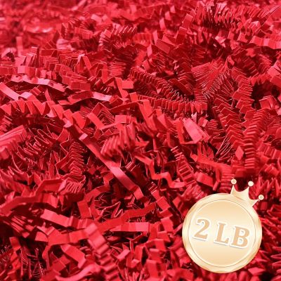 Zankubom 2 LB Red Crinkle Cut Paper Shred Filler Great for Gift Wrapping, Red Basket Fillers, Birthday, Gift Wrapping, Anniversary, Valentine's Day Christmas Party Decor Filling Supplies