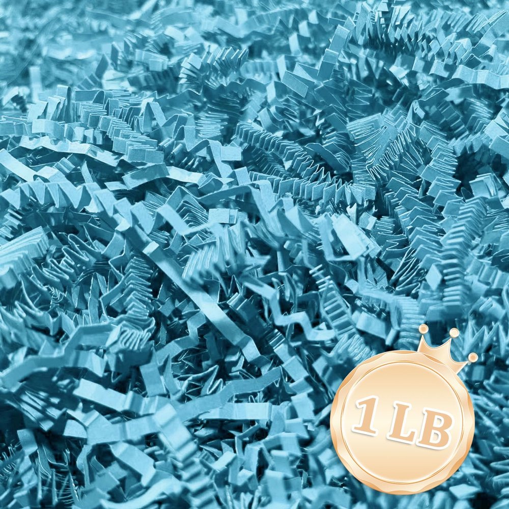 1 LB Deep Blue Crinkle Cut Paper Shred Filler Great for Gift Wrapping, Deep Blue Basket Fillers, Birthday, Gift Wrapping, Anniversary, Halloween Thanksgiving Christmas Party Decor Filling Supplies
