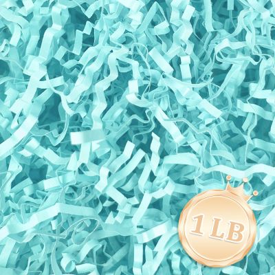 1 LB Light Blue Crinkle Cut Paper Shred Filler Great for Gift Wrapping, Light Blue Basket Fillers, Birthday, Gift Wrapping, Halloween Thanksgiving Christmas Easter Party Decor Filling Supplies