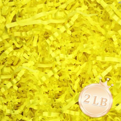 2 LB Fluorescent Yellow Crinkle Cut Paper Shred Filler Great for Gift Wrapping, Basket Fillers, Birthday, Gift Wrapping, Anniversary, Halloween Thanksgiving Christmas Party Decor Filling Supplies