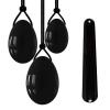 KAKAYE 4PCS Natural Black Obsidian Yoni Egg Set Massage Wand Women Exerciser Jade Eggs Body Massager Crystal Kegel Balls(Drilled Set No Box) view 1