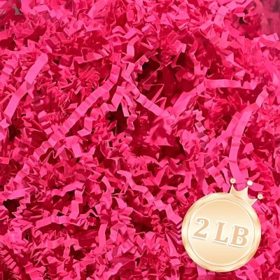 Zankubom 2 LB Hot Pink Crinkle Cut Paper Shred Filler Great for Gift Wrapping, Basket Fillers, Birthday, Gift Wrapping, Anniversary, Valentine's Day Christmas Party Decor Filling Supplies