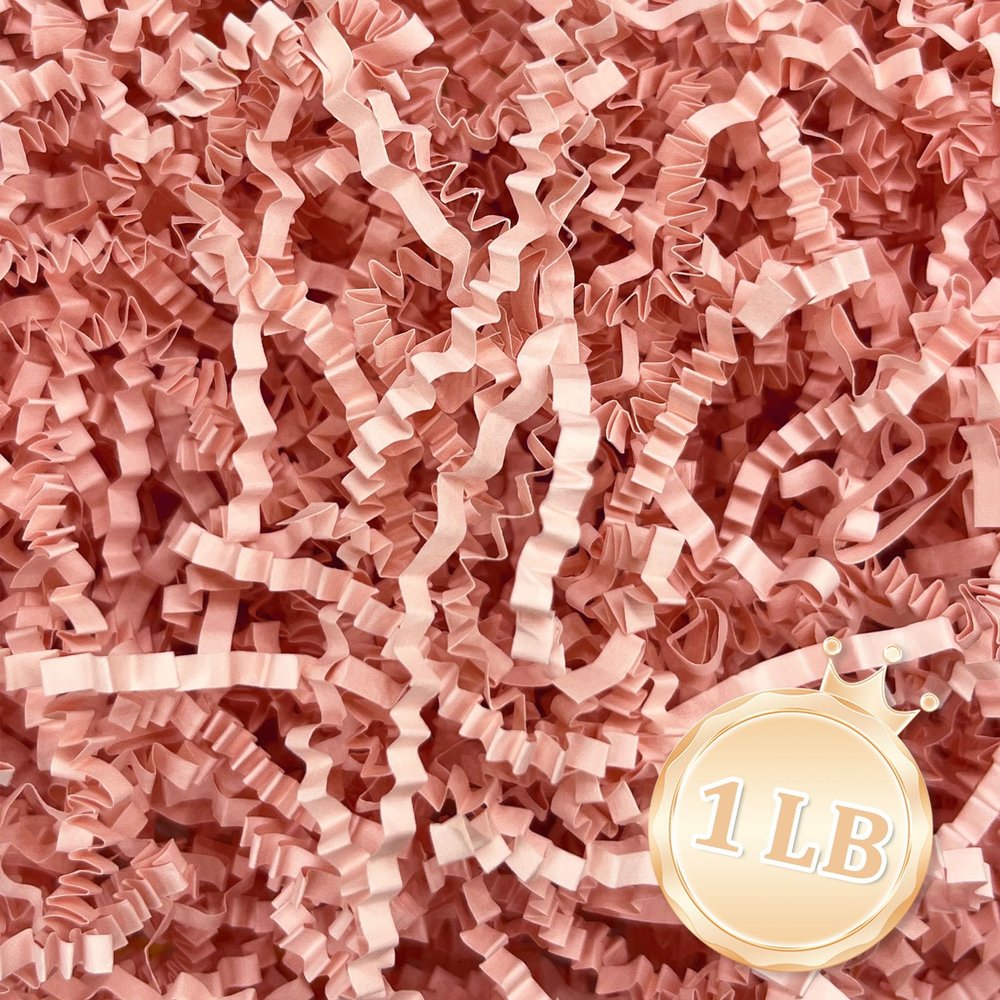 1 LB Pink Crinkle Cut Paper Shred Filler Great for Gift Wrapping, Pink Basket Fillers, Birthday, Halloween Thanksgiving Christmas Valentine's Day St. Patrick's Day, Easter Party Decor Filling Supplies