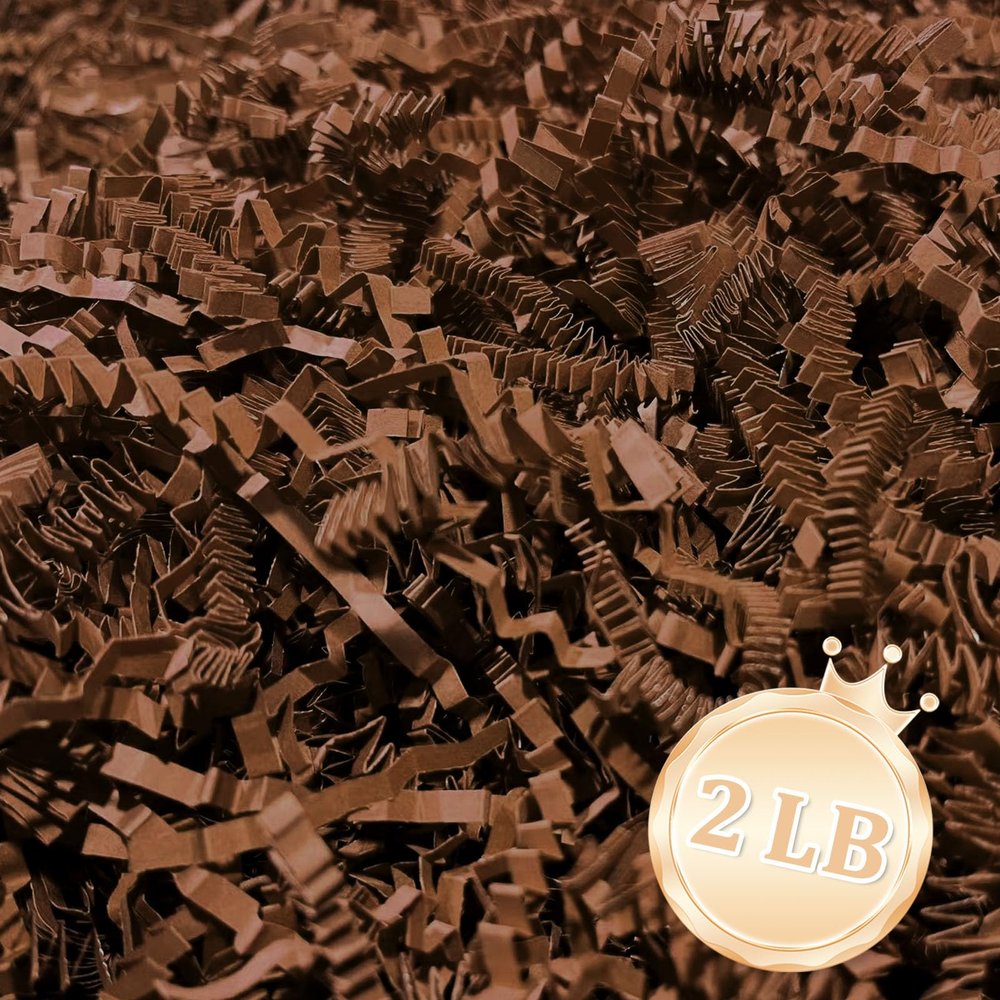 Zankubom 2 LB Brown Crinkle Cut Paper Shred Filler Great for Gift Wrapping, Brown Basket Fillers, Birthday, Gift Wrapping, Anniversary, Halloween Thanksgiving Christmas Party Decor Filling Supplies