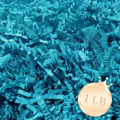 1 LB Lake Blue Crinkle Cut Paper Shred Filler Great for Gift Wrapping, Lake Blue Basket Fillers, Birthday, Gift Wrapping, Anniversary, Halloween Thanksgiving Christmas Party Decor Filling Supplies