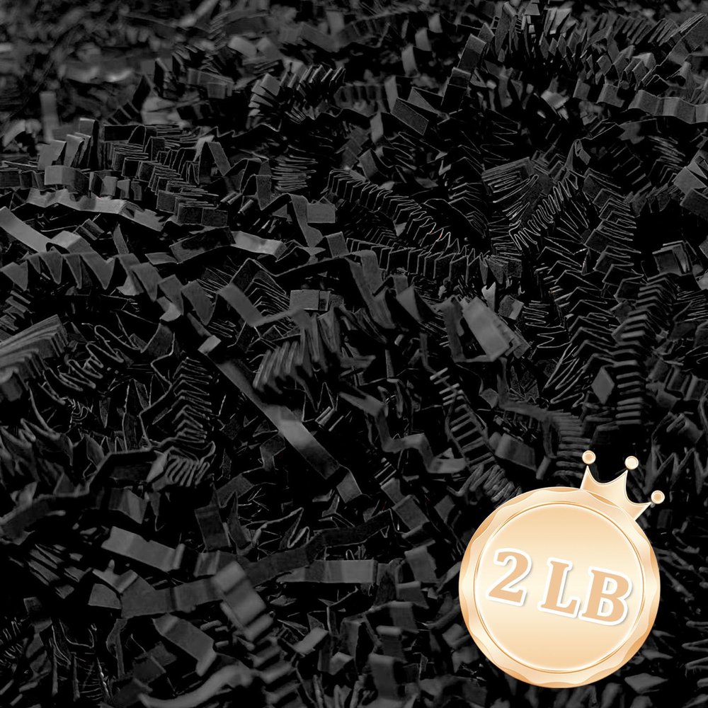 Zankubom 2 LB Black Crinkle Cut Paper Shred Filler Great for Gift Wrapping, Black Basket Fillers, Birthday, Gift Wrapping, Anniversary, Halloween Thanksgiving Christmas Party Decor Filling Supplies