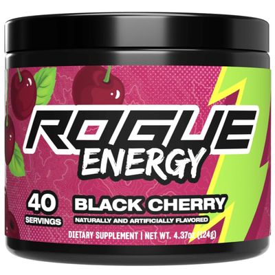 Rogue Energy Energy Drink Powder for Long Gaming Hours - Energy Powder for Mental Focus - Sugar & Gluten Free - Gaming Supplement with Caffeine & Vitamins - Made in USA (Black Cherry - 40 Servings)