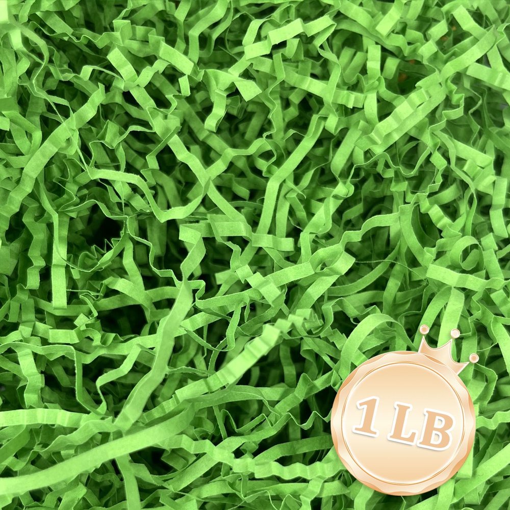 1 LB Parrot Green Crinkle Cut Paper Shred Filler Great for Gift Wrapping, Parrot Green Basket Fillers, Birthday, Gift Wrapping, Anniversary, St. Patrick's Day, Easter Party Decor Filling Supplies