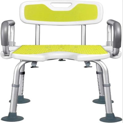 YOODODO Shower Chair, for Seniors Disabled Shower Assisted Bath Stools Aluminum Alloy Height Adjustable with Back Arms Bathroom Chair Shower Chair