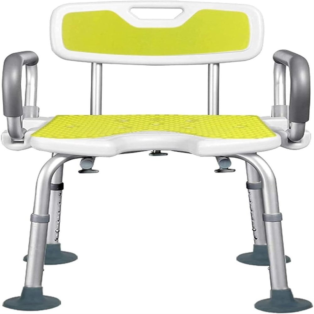 YOODODO Shower Chair, for Seniors Disabled Shower Assisted Bath Stools Aluminum Alloy Height Adjustable with Back Arms Bathroom Chair Shower Chair