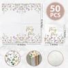 Audree 50 Pack Gold Foil Floral Miss to Mrs Napkins 3-Ply (5x5") - Wildflower Bridal Shower Decorations - Paper Napkins for Wedding, Engagement, and Bridal Shower Party view 2