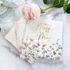 Audree 50 Pack Gold Foil Floral Miss to Mrs Napkins 3-Ply (5x5") - Wildflower Bridal Shower Decorations - Paper Napkins for Wedding, Engagement, and Bridal Shower Party view 3