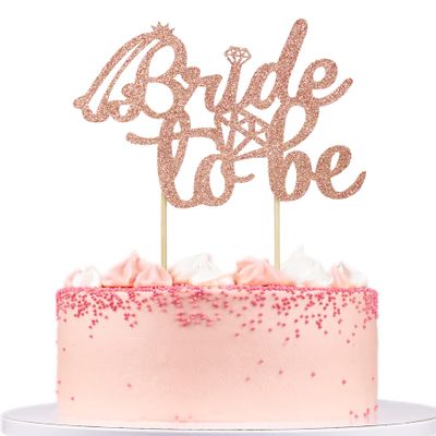 UXYOKM 1Pc Bride to Be Cake Topper Glitter Bridal Shower Cake Pick with Diamond Ring for Wedding Engagement Bachelorette Party Cake Decorations Supplies