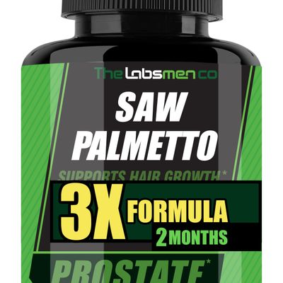 3X Formula Natural Prostate Health Supplements for Men - Saw Palmetto Reduce Nighttime Bathroom Trips + Hair Growth/Hair Loss Prevention, 2-Mons (60 Count (Pack of 1))