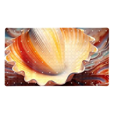 Non Slip Bathtub Mat Shell Body Bathroom Shower Tub Mats with Suction Cups and Drain Holes for Kids and Adults 15.7x27.9 in