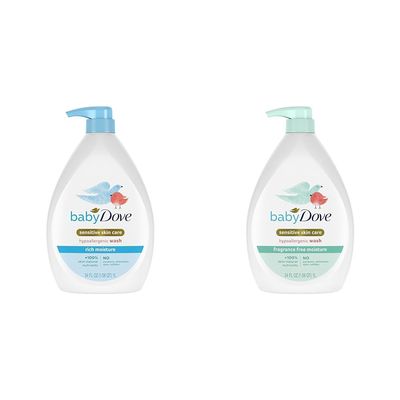 Baby Dove Sensitive Skin Care Baby Wash Rich & Fragrance Free Moisture For Baby Bath Time Tear-Free Hypoallergenic 34 oz (2 Pack)