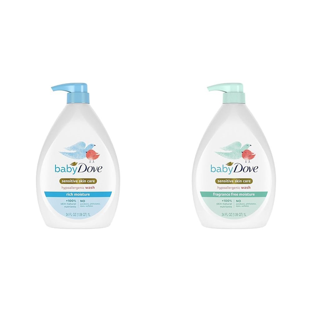 Baby Dove Sensitive Skin Care Baby Wash Rich & Fragrance Free Moisture For Baby Bath Time Tear-Free Hypoallergenic 34 oz (2 Pack)