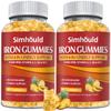 2 Pack Vegan 80MG Iron Supplement Gummies for Women & Men - Vitamin A, C, B for Adults & Kids - Blood & Builder & Energy Support for Iron Deficiency, Anemia, 120 Counts Pineapple Flavor Gummies view 1
