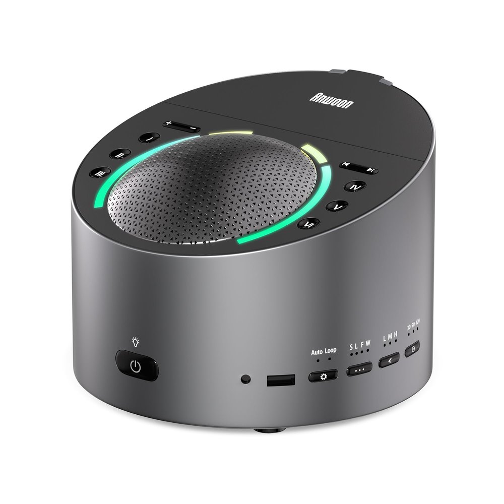 Sleep Machine Upgraded by White Noise Sound Machine, Schumann Wave, Aromatherapy Machine, Smart Lights  Ideal 4-in-1 Therapy System for Sleep, Relaxation at Home, Office, for Baby, Kids, and Adults.