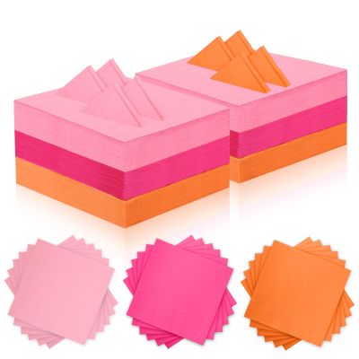 120 Pcs Pink And Orange Paper Napkins 5 * 5 Inch Multi Color Beverage Napkins 3 Colors Dinner Napkins Orange Guest Napkins Disposable Dinner Napkins For Tequila Sunrise Party Baby Shower Birthday