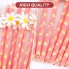 30 Pcs Daisy Paper Straws Disposable Daisy Party Decorations Exquisite Flower Straws Fashionable Daisy Paper Straws Daisy Party Favors for Girls Birthday Wedding Bridal Shower Party view 3