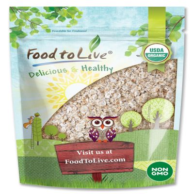 Food to Live Organic Instant Rolled Oats, 2 Pounds - Ready in 1 Minute Non-GMO Whole Grain Oatmeal. Good Source of Fiber and Protein. Great Quick Cook and Overnight Oats for Nutritious Breakfast