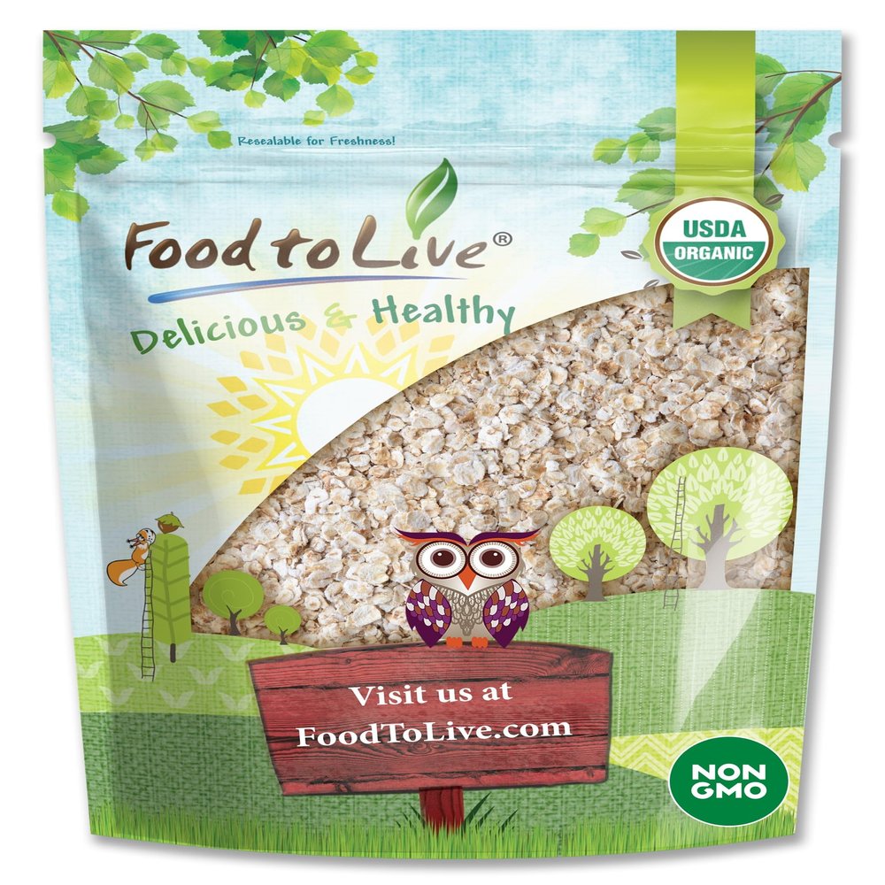 Food to Live Organic Instant Rolled Oats, 1 Pound - Ready in 1 Minute Non-GMO Whole Grain Oatmeal. Good Source of Fiber and Protein. Great Quick Cook and Overnight Oats for Nutritious Breakfast