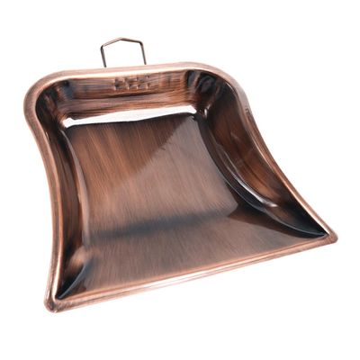 Amosfun Indoor Outdoor Dust Pan Red Bronze Heavy Duty Metal Dustpan Hanging Hook Large Stainless Steel Dustpan for Cleaning