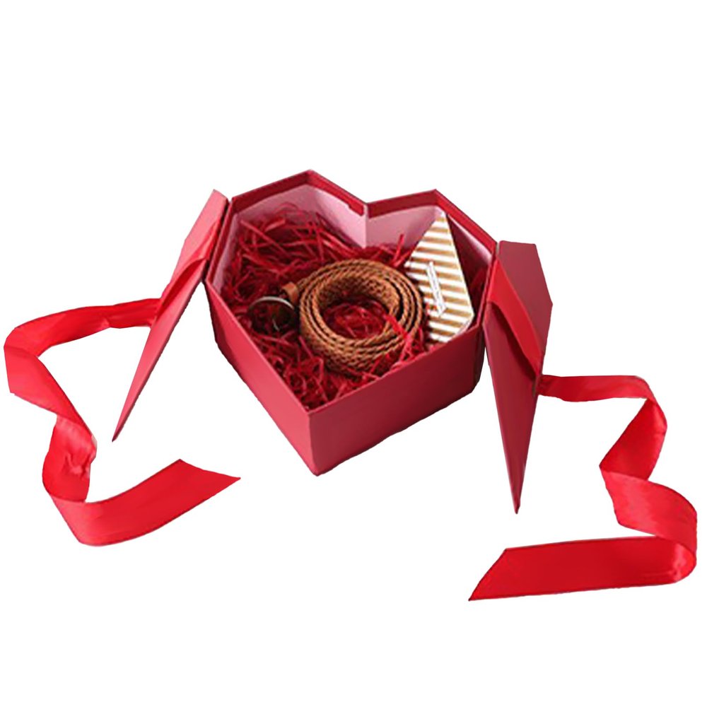 1 PCS Gift Boxes with Lids for Present, Valentine's Day Flower Boxes, Heart Shaped Flower Boxes for Bridesmaid, Proposal, Wedding, Birthday, Showers(red)