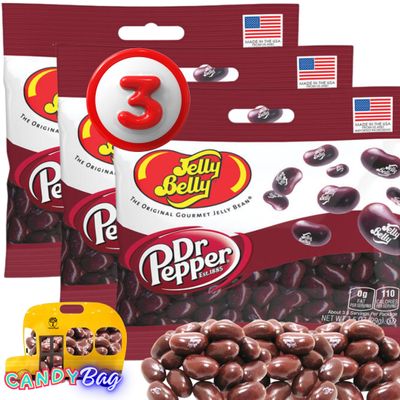 (3 PACK) Dr. Pepper Jelly Beans - 3.5 oz each - Bulk Individually Bagged Shareable Chewy Candies - Included One Think FWD Candy ZipBag (Dr.Pepper)