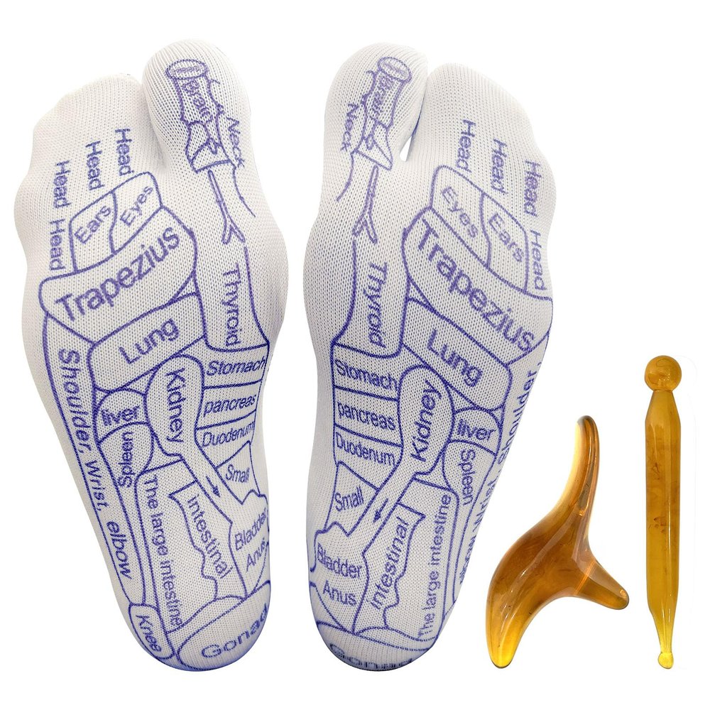 BIRDDIE Acupressure Reflexology Socks Physiotherapy Massage Relieve Tired Feet Reflexology Socks with Massage Tools for Women and Men (Women)
