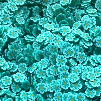 10gram Green Flowers Polymer Clay Slices 6mm, Green Flowers Polymer Clay Sprinkle, Green Flowers Sprinkles, Nail Art Faux Craft, DIY Crafts