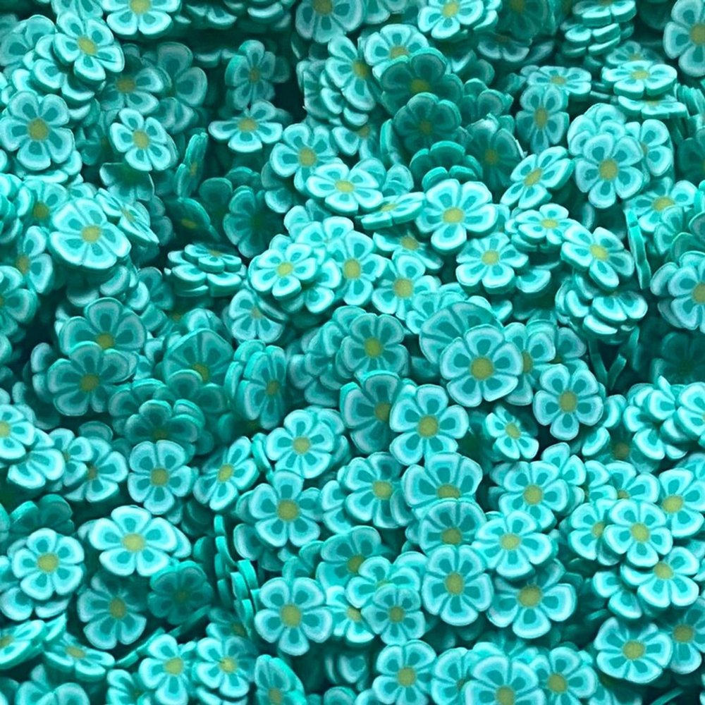10gram Green Flowers Polymer Clay Slices 6mm, Green Flowers Polymer Clay Sprinkle, Green Flowers Sprinkles, Nail Art Faux Craft, DIY Crafts