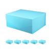 PACKHOME 6 Gift Boxes 9x6.5x3.8 Inches, Rectangle Collapsible Boxes with Magnetic Lids for Gift Packaging (Matte Blue, Grain Texture) view 1