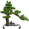 Bonsai Tree Chinese Simulation Bonsai Plant Welcome Pine Decoration Porch Living Room Hotel Office Decoration for Garden Decoration and Desktop Display (Green) view 1
