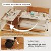 Over bed table with wheels adjustableStanding Workstation Laptop Cart,Overbed Table Overbed Bedside Table Mobile Overbed Table With Wheels And Tilting Tabletop,Height And Width Adjustable ( Color : W view 2