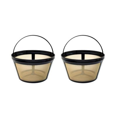 TRONMEI 8-12 Cup Reusable Coffee Filter - BPA Free, Eco-Friendly, Compatible with Mr. Coffee, Black+Decker & Most Standard 8-12 Cup Drip Coffee Makers (2-Pack)