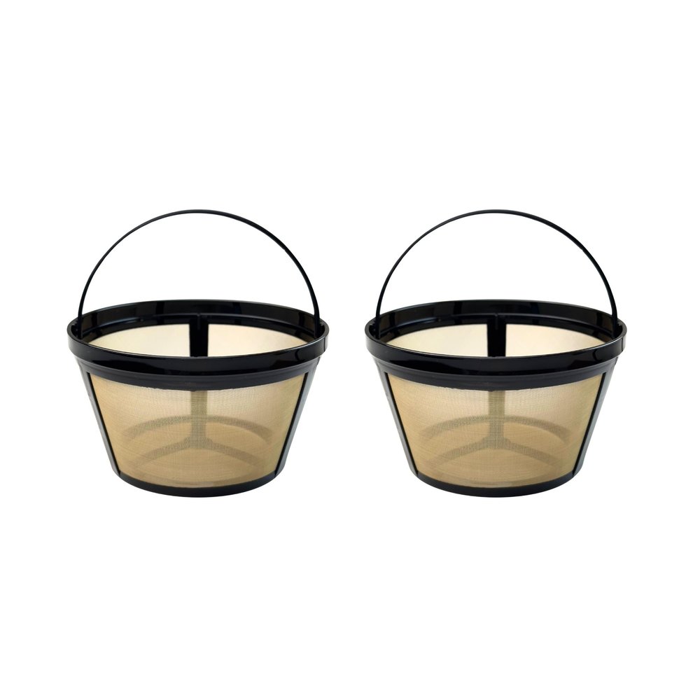 TRONMEI 8-12 Cup Reusable Coffee Filter - BPA Free, Eco-Friendly, Compatible with Mr. Coffee, Black+Decker & Most Standard 8-12 Cup Drip Coffee Makers (2-Pack)