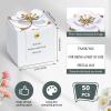 Affrolling 50 Pcs Wedding Favor Boxes with Thanks Card Square Flower Candy Boxes Paper Bridal Gift Box for Guests Wedding Bridal Shower Birthday Party Anniversary(White) view 3
