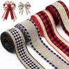 4 Rolls 12 Yards Buffalo Plaid Ribbon 1.5 Inch Wide Wired Edge Plaid Burlap Ribbon Check Gingham Fabric Craft Ribbon for Christmas Tree Gift Wrapping Crafts Decoration view 1