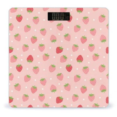 Women's Smart Scale for Body Weight, Digital Bathroom Weighing Scale, Automatic Switch Energy Saving Scale Compatible with Cute Pink Strawberry Polka Dot