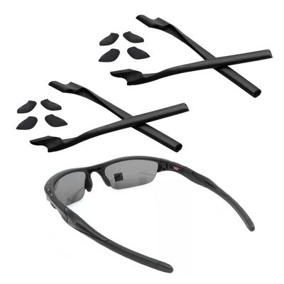 2 Set Replacement Rubber Kit Earsocks Nose Pads for Oakley Half Jacket 2.0 OO9144/Half Jacket 2.0 XL OO9154 Sunglasses Frame, Black Ear Temple Sleeve