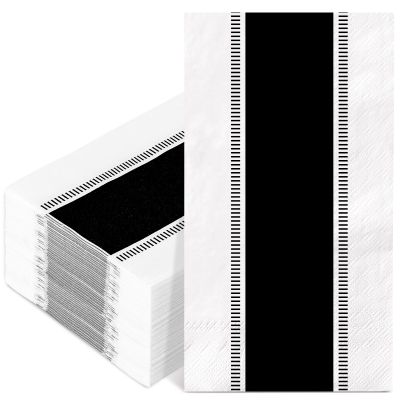 JarThenaAMCS 100Pcs Black and White Guest Napkins Stripe Disposable Paper Napkins Dinner Hand Napkin for Wedding Birthday Party Supplies