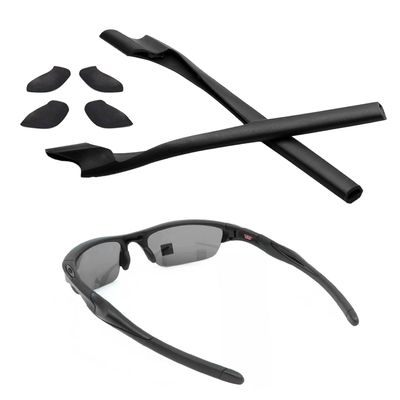 Replacement Rubber Kit Earsocks Nose Pads for Oakley Half Jacket 2.0 OO9144/Half Jacket 2.0 XL OO9154 Sunglasses Frame, Black Ear Temple Sleeve Set