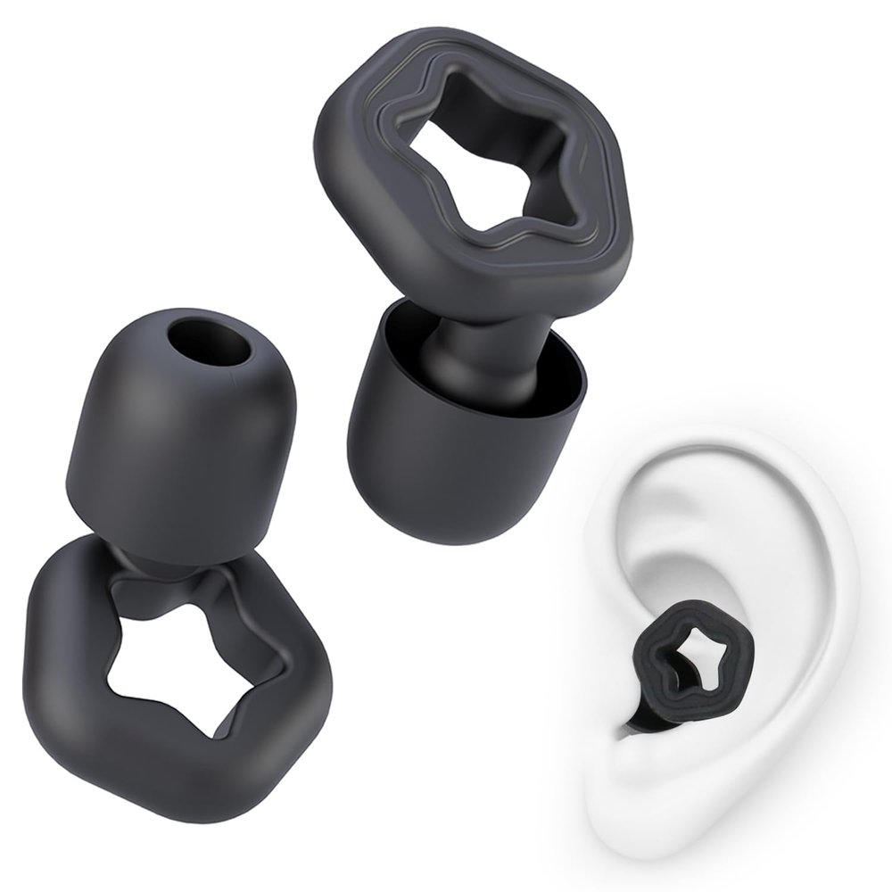 (3 Pairs) Besosay Silicone Ear Plugs for Sleeping Noise Cancelling, Washable & Reusable Noise Cancelling Reduction Earplugs for Swimming, Snoring, Working, Concerts, Study, 3 Sizes Ear Tip S/M/L